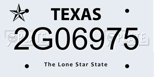 2G06975 Texas License Plate