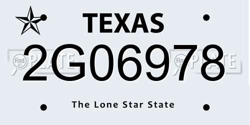 2G06978 Texas License Plate