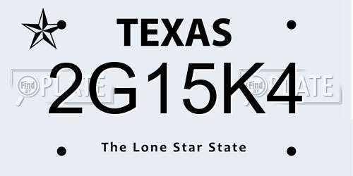 2G15K4 Texas License Plate