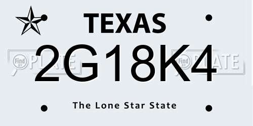 2G18K4 Texas License Plate
