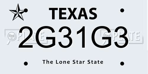 2G31G3 Texas License Plate