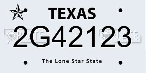 2G42123 Texas License Plate