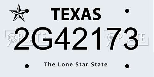 2G42173 Texas License Plate