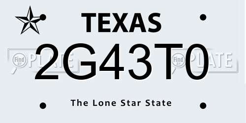 2G43T0 Texas License Plate