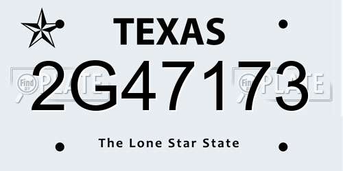 2G47173 Texas License Plate