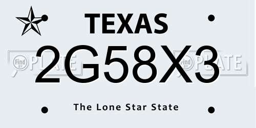 2G58X3 Texas License Plate