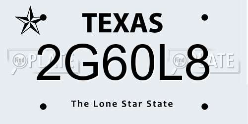 2G60L8 Texas License Plate