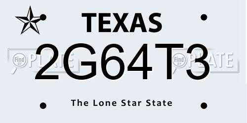 2G64T3 Texas License Plate