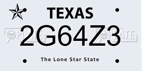 2G64Z3 Texas License Plate