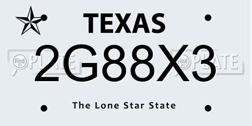 2G88X3 Texas License Plate