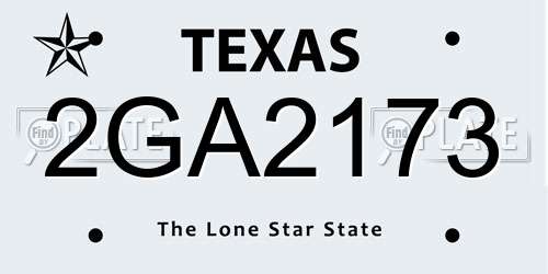 2GA2173 Texas License Plate