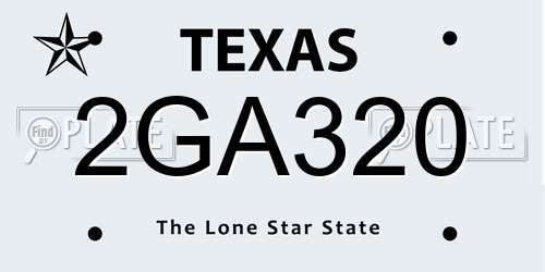 2GA320 Texas License Plate