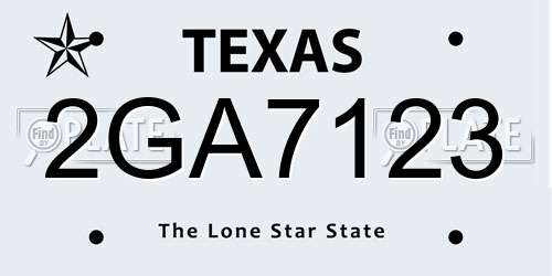 2GA7123 Texas License Plate
