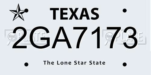 2GA7173 Texas License Plate
