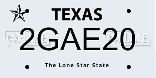 2GAE20 Texas License Plate