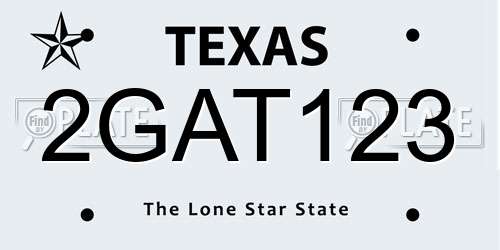 2GAT123 Texas License Plate