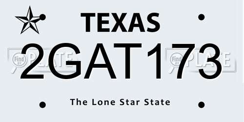 2GAT173 Texas License Plate