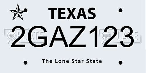 2GAZ123 Texas License Plate