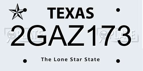 2GAZ173 Texas License Plate