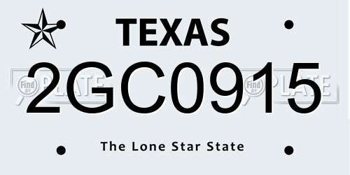 2GC0915 Texas License Plate