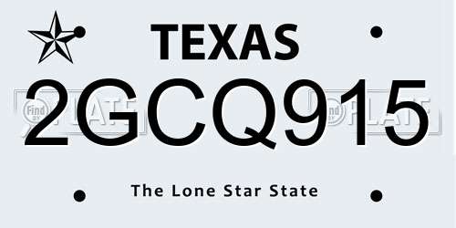 2GCQ915 Texas License Plate
