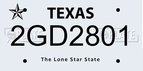 2GD2801 Texas License Plate