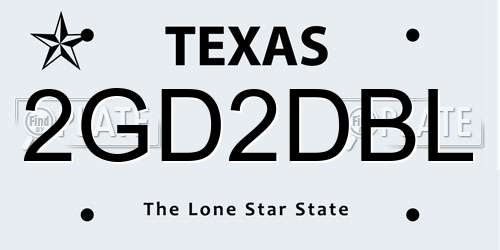 2GD2DBL Texas License Plate