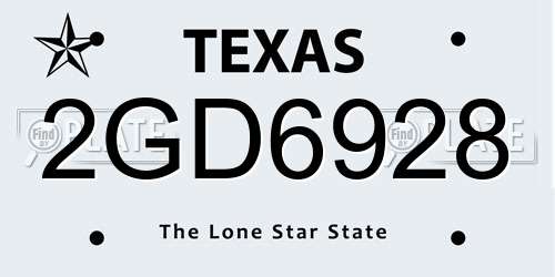 2GD6928 Texas License Plate