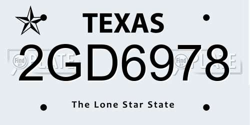 2GD6978 Texas License Plate