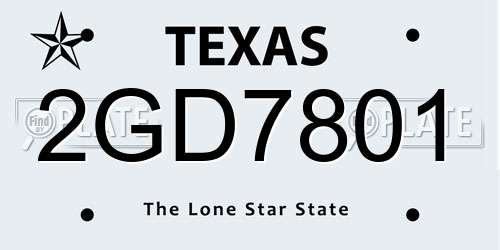 2GD7801 Texas License Plate