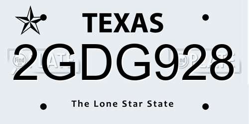 2GDG928 Texas License Plate
