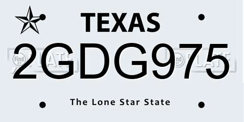 2GDG975 Texas License Plate