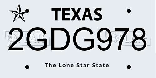 2GDG978 Texas License Plate