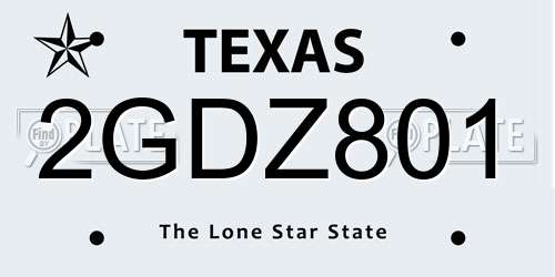 2GDZ801 Texas License Plate