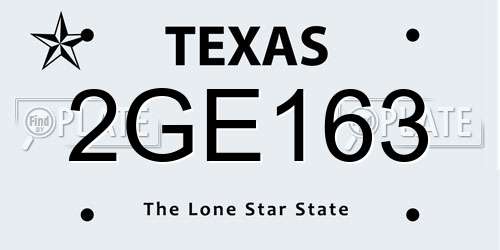 2GE163 Texas License Plate