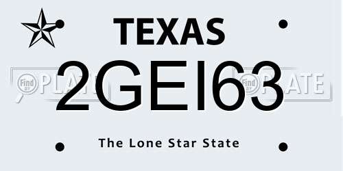 2GEI63 Texas License Plate