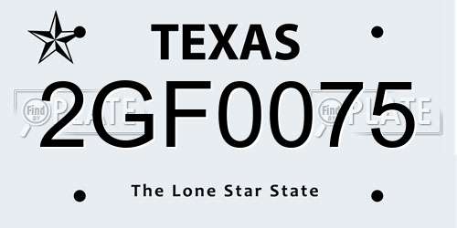 2GF0075 Texas License Plate