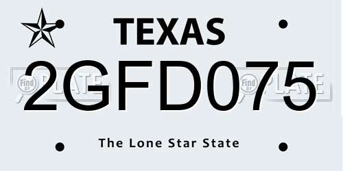 2GFD075 Texas License Plate