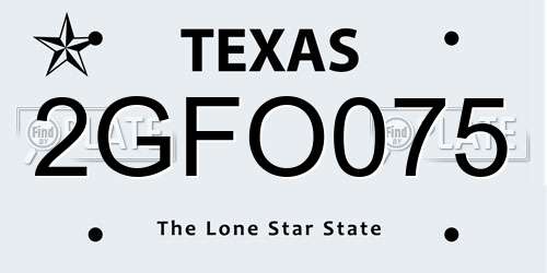 2GFO075 Texas License Plate