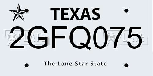2GFQ075 Texas License Plate