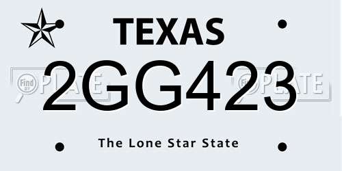 2GG423 Texas License Plate