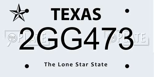 2GG473 Texas License Plate
