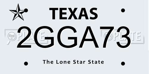 2GGA73 Texas License Plate