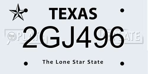 2GJ496 Texas License Plate