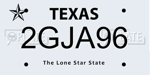2GJA96 Texas License Plate
