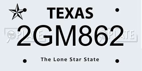 2GM862 Texas License Plate