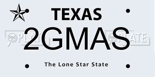 2GMAS Texas License Plate