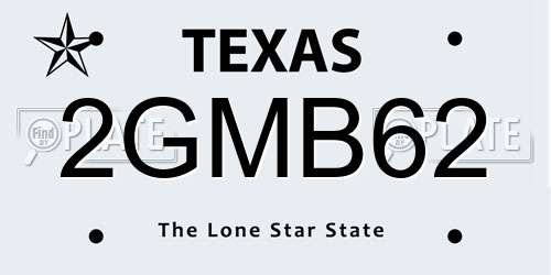 2GMB62 Texas License Plate