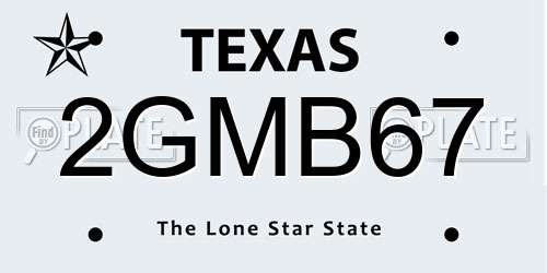 2GMB67 Texas License Plate