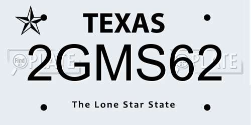 2GMS62 Texas License Plate